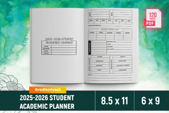 2025-2026 Student Academic Planner: KDP and Canva Template for Success