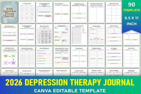 Editable 2026 Depression Therapy Journal: A Comprehensive Tool for Mental Wellness