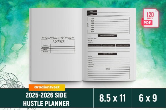 KDP 2025-2026 Side Hustle Planner Canva