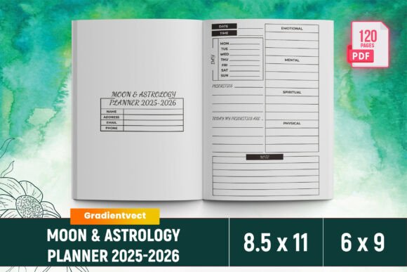 Master Your 2025-2026 with the KDP Moon Astrology Planner and Canva Template