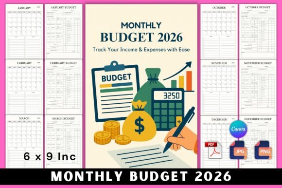 Monthly Budget 2026 Canva Editable